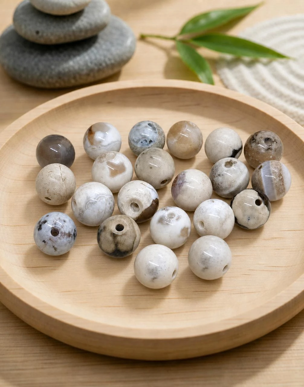 Lot de 20 perles naturelles Agate de feu café (NAT8-10)